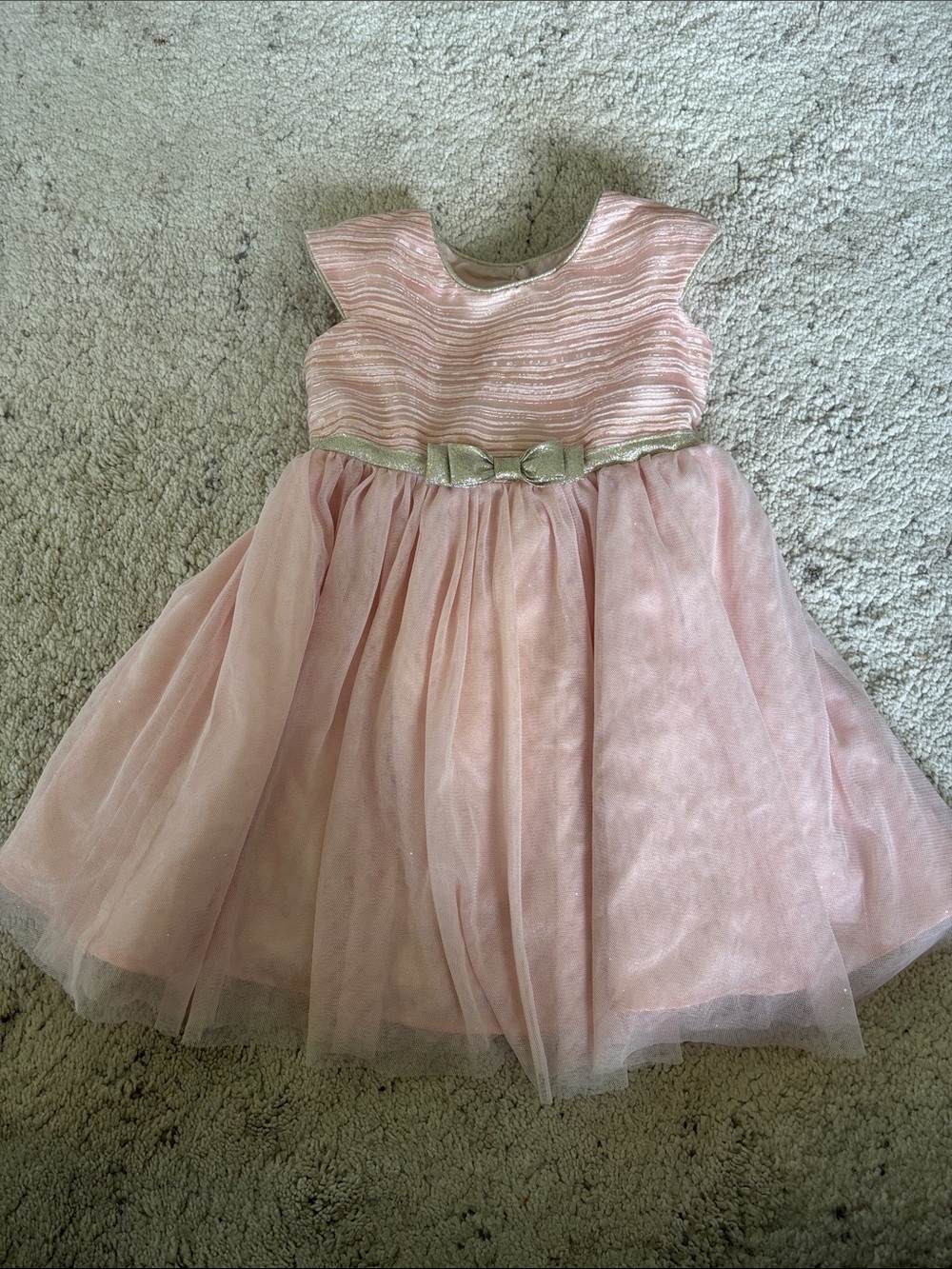 Jona Michelle Girls' Pink Glitter Tulle Party Dress with Bow Size 3